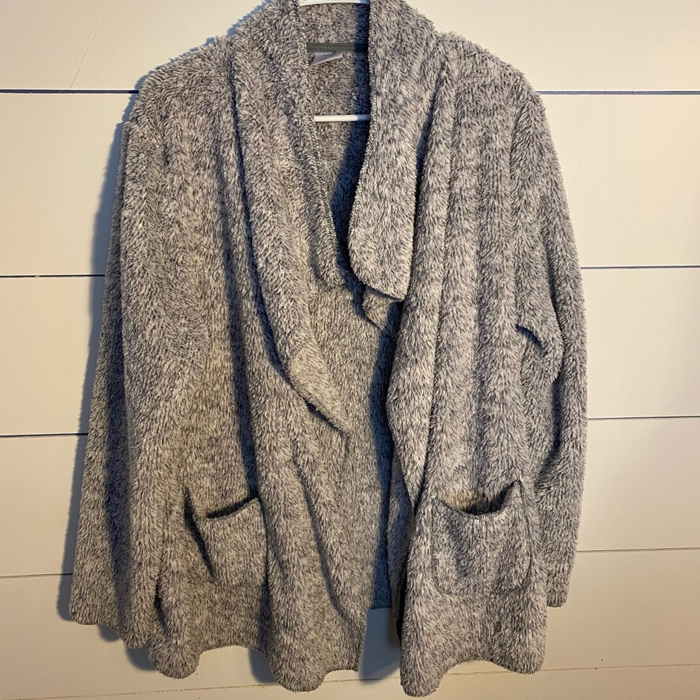 Grey & White Fuzzy Sweater